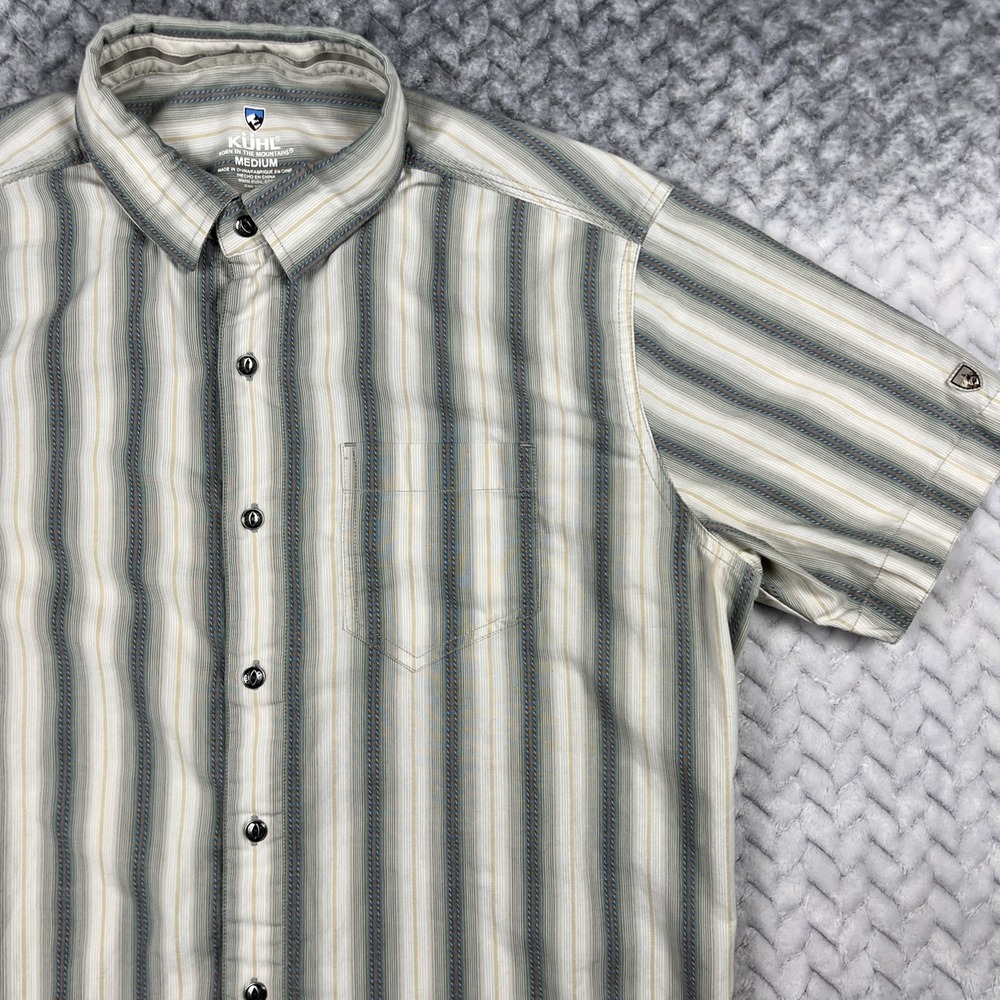 Kuhl‎ Shirt Mens Medium Stripe Short Slv Button Hiking Outdoor Pocket Gorp